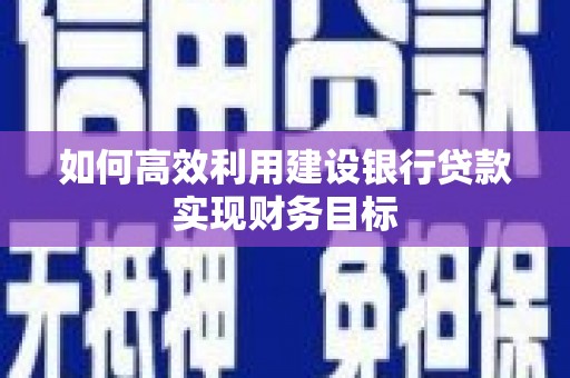 枋寮如何高效利用建设银行贷款实现财务目标