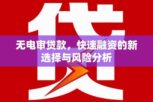 枋寮无电审贷款，快速融资的新选择与风险分析